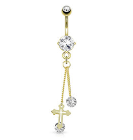 Bauchnabelpiercing mit Kreuz-Anhänger