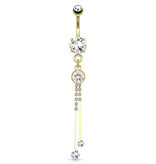Elegantes Bauchnabelpiercing Gold mit langem Anhänger