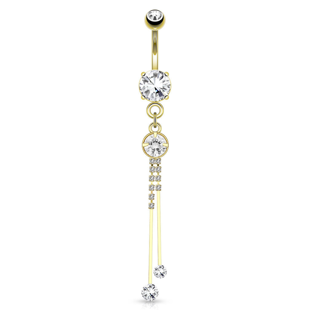 Elegantes Bauchnabelpiercing Gold mit langem Anhänger