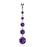 Langes Bauchnabelpiercing mit 5 Kristall-Zirkonia –  4 Farben