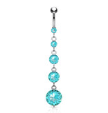 Langes Bauchnabelpiercing mit 5 Kristall-Zirkonia –  4 Farben