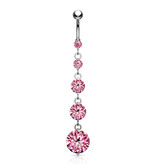 Langes Bauchnabelpiercing mit 5 Kristall-Zirkonia –  4 Farben
