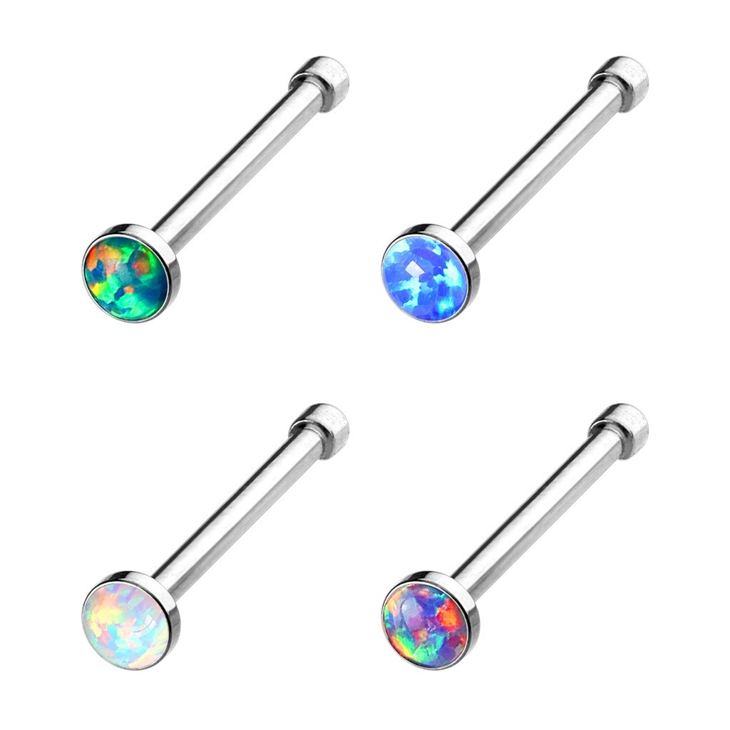 Gerader Nasenstecker mit synthetischem Opal