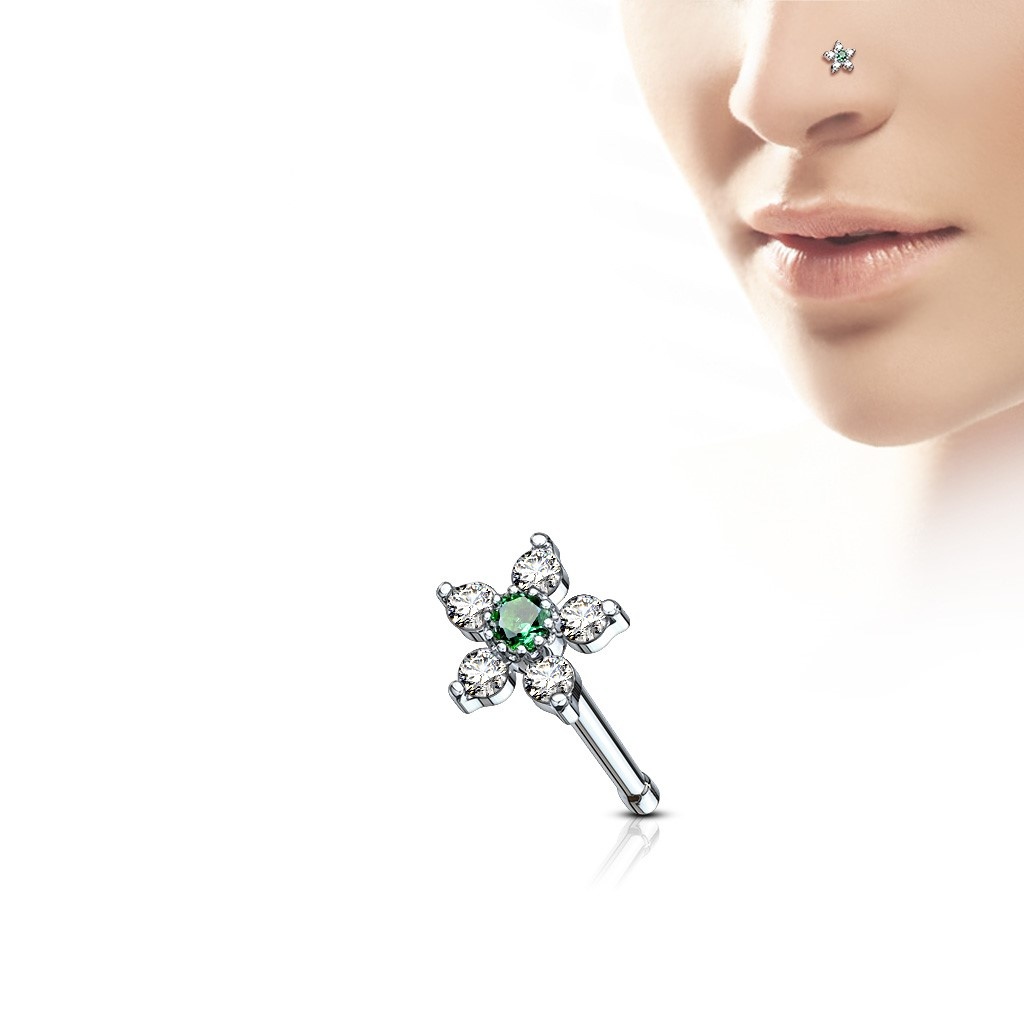 Nasenstecker Blume mit Zirkonia - 7 Farben