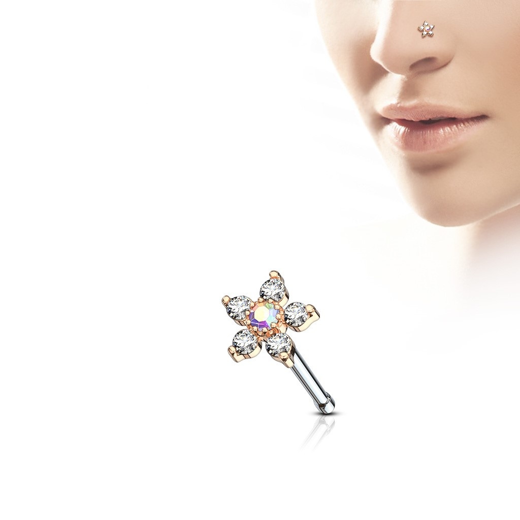 Nasenstecker Blume mit Zirkonia - 7 Farben
