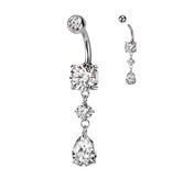 Bauchpiercing Tropfen mit Kristall Stein