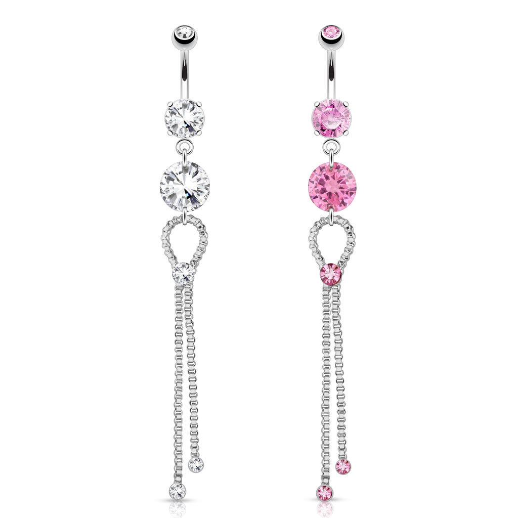 Bauchnabelpiercing mit 51 mm langem Zirkonia-Anhänger