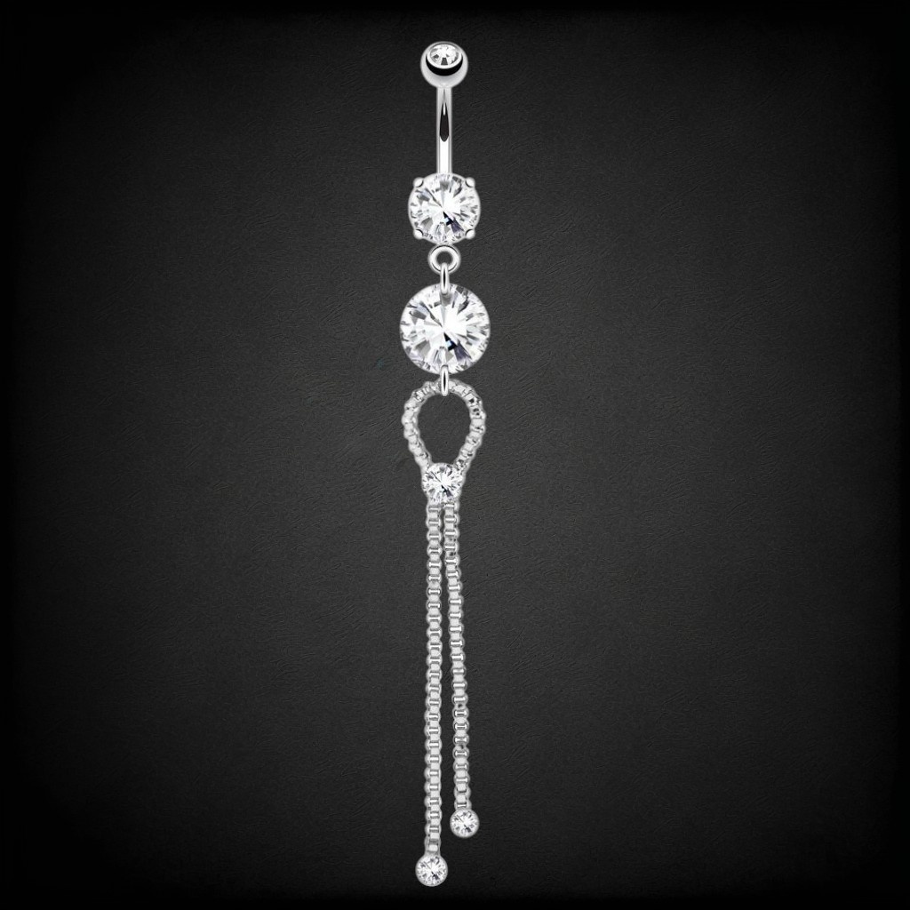 Bauchnabelpiercing mit 51 mm langem Zirkonia-Anhänger