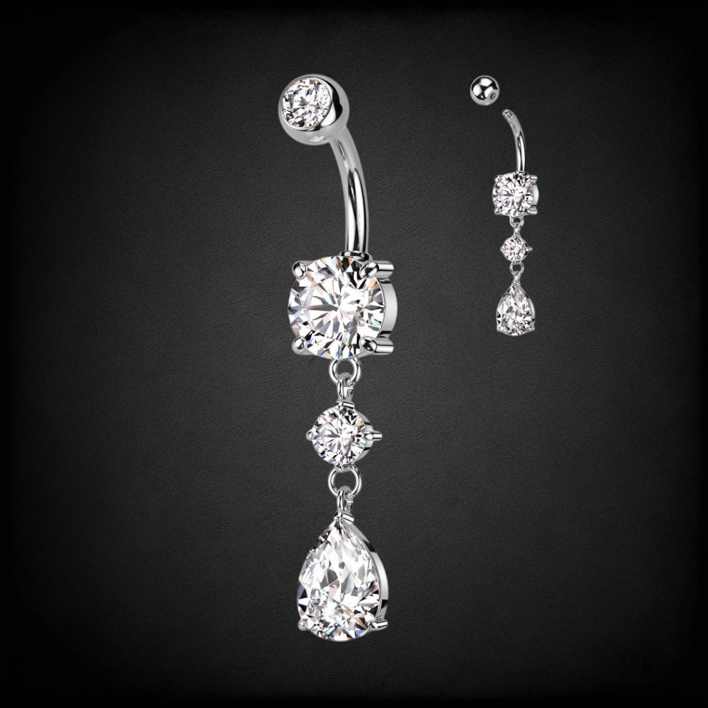 Bauchpiercing Tropfen mit Kristall Stein