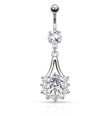 Bauchnabelpiercing Blume mit Kristall
