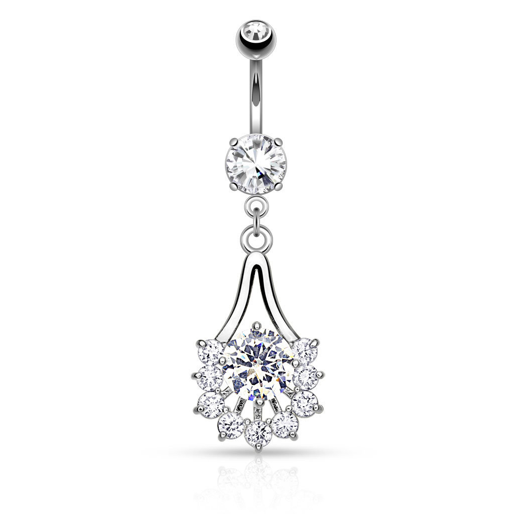 Bauchnabelpiercing Blume mit Kristall