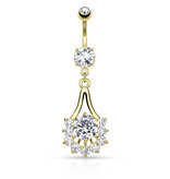Bauchnabelpiercing Blume mit Kristall