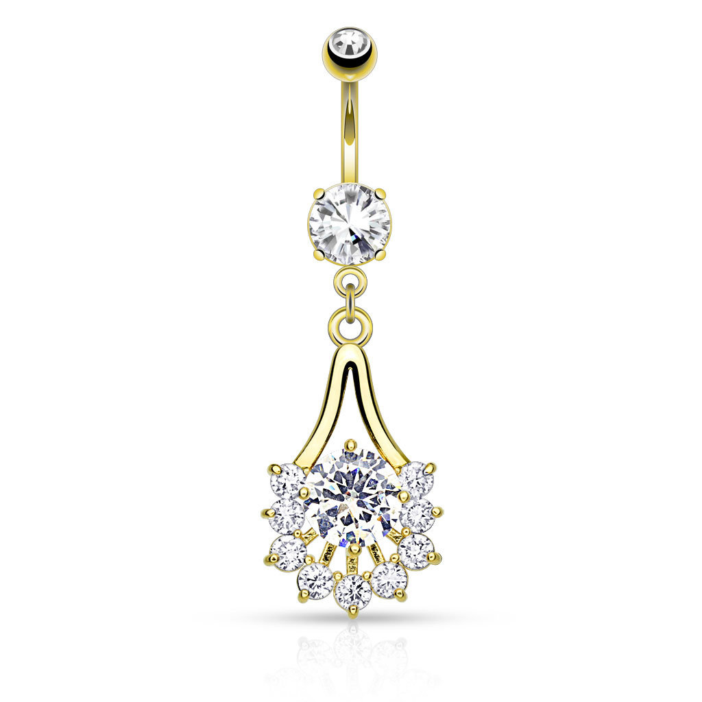 Bauchnabelpiercing Blume mit Kristall