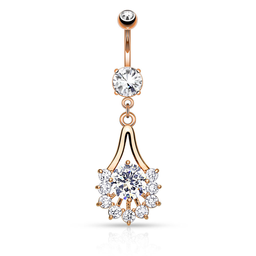 Bauchnabelpiercing Blume mit Kristall