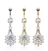 Bauchnabelpiercing Blume mit Kristall