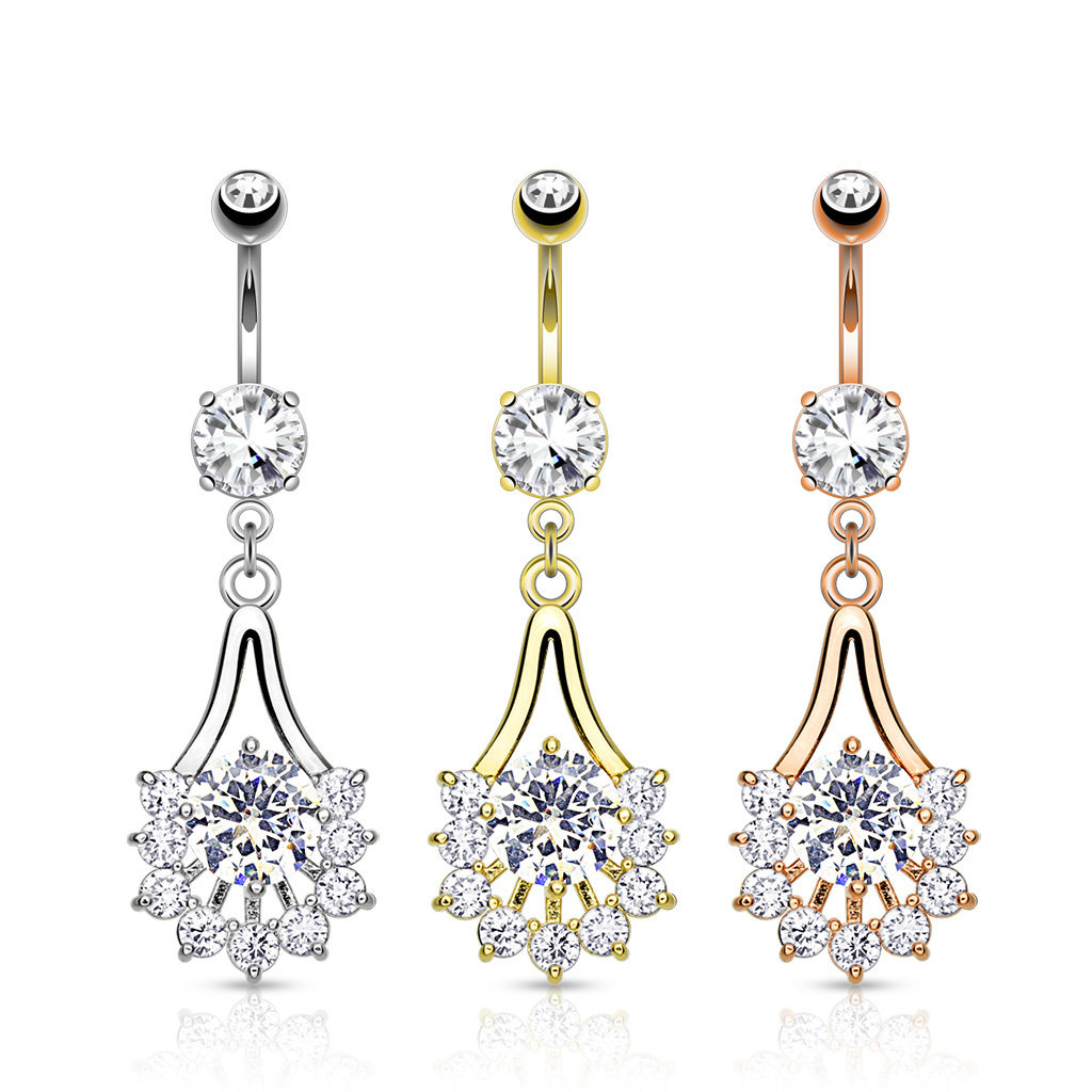 Bauchnabelpiercing Blume mit Kristall