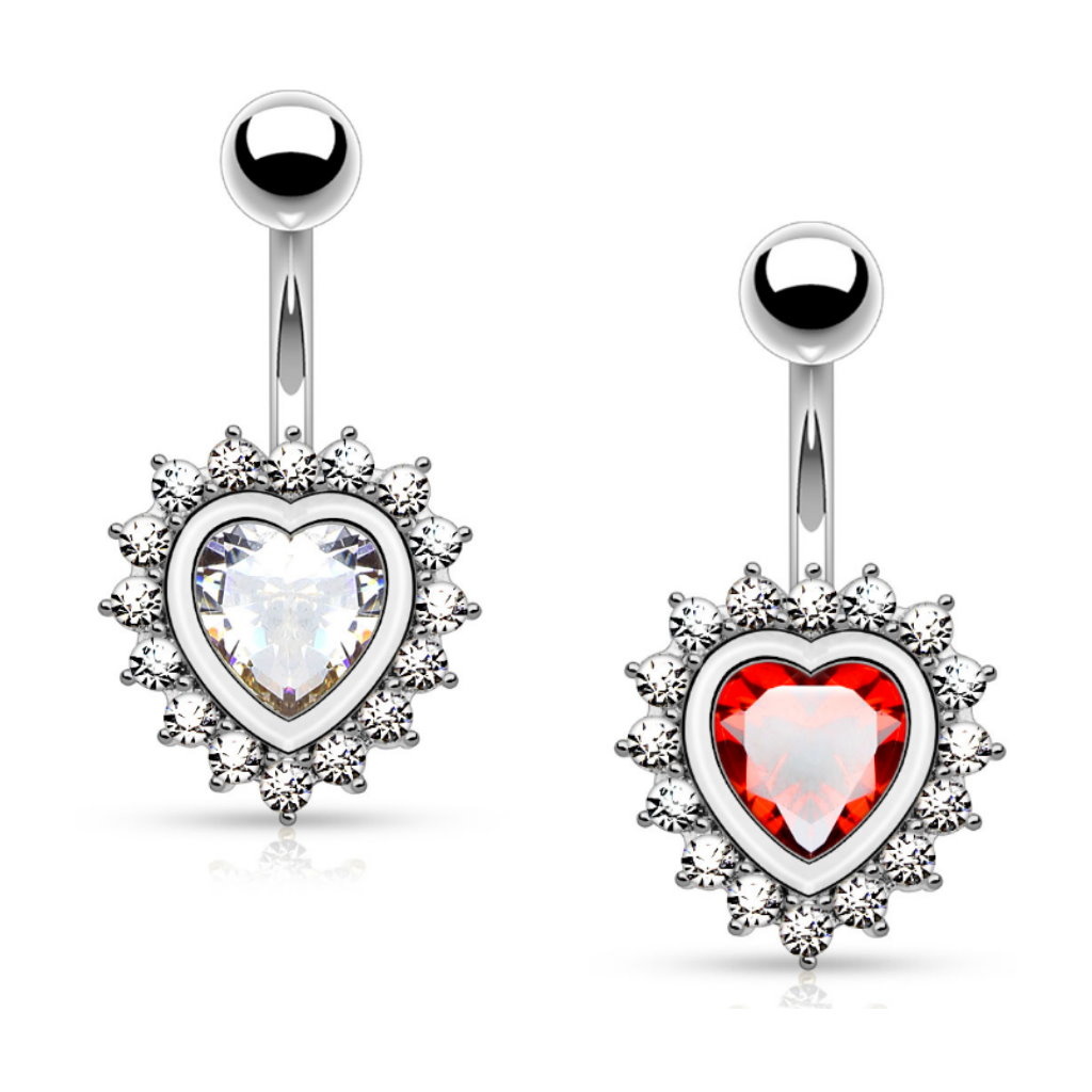 Bauchnabelpiercing Herz mit kristall Steinchen