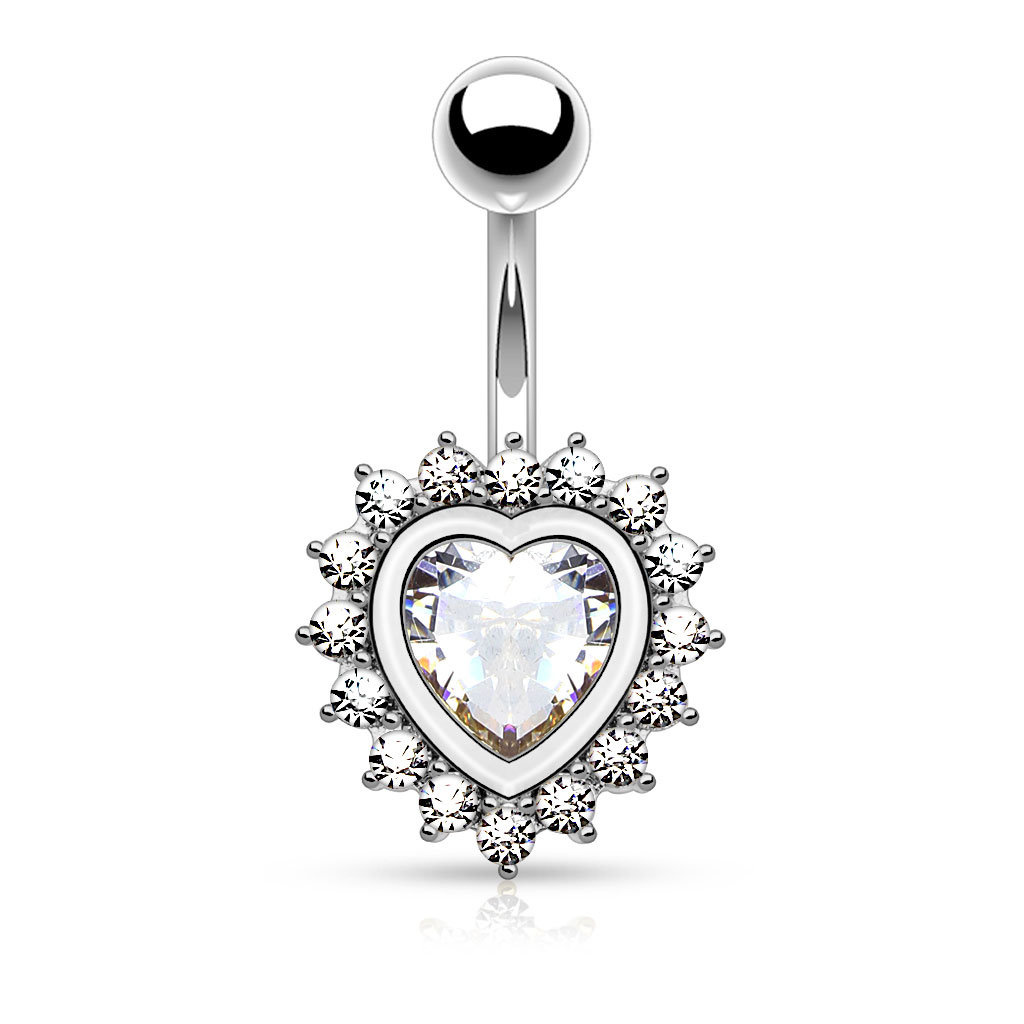 Bauchnabelpiercing Herz mit kristall Steinchen