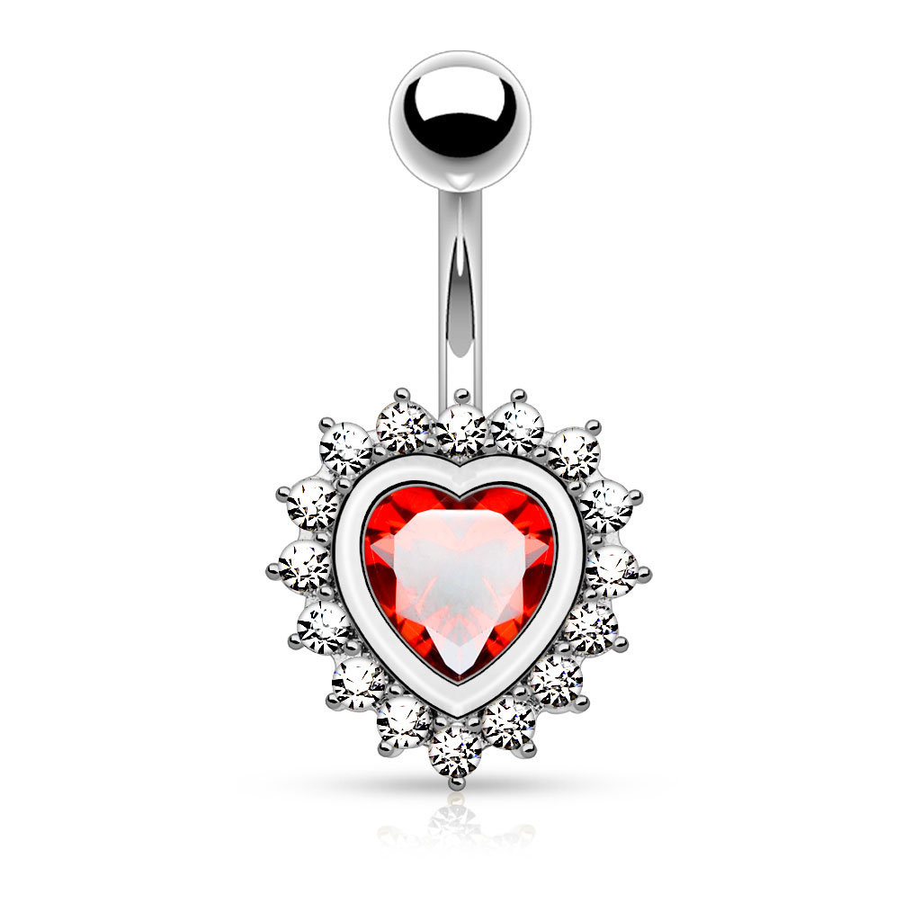 Bauchnabelpiercing Herz mit kristall Steinchen