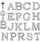 Bauchnabelpiercing Buchstabe A–Z mit Kristall