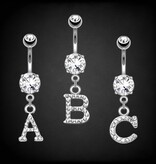 Bauchnabelpiercing Buchstabe A–Z mit Kristall