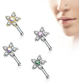 Nasenstecker Blume mit Zirkonia