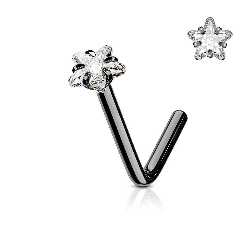 Nasenstecker L-Form mit Kristall Stein