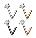 Nasenstecker L-Form mit Kristall Stein