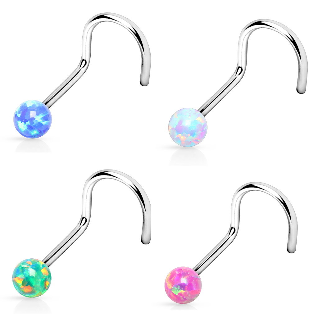 Gebogener Nasenstecker mit Opal | 4 Farben