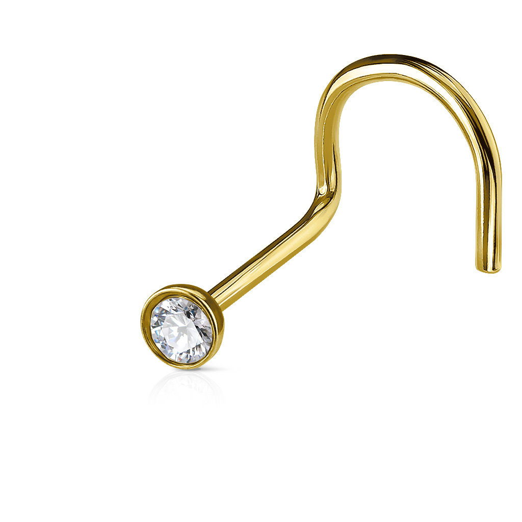 Nasenpiercing L-Form mit Kristall Stein