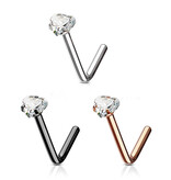 L-Form Nasenstecker Herz mit Kristall
