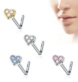 Nasenstecker Herz mit kristall Stein