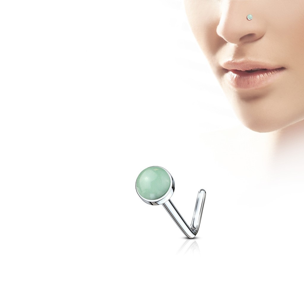L-Form Nasenstecker mit Halbedelstein