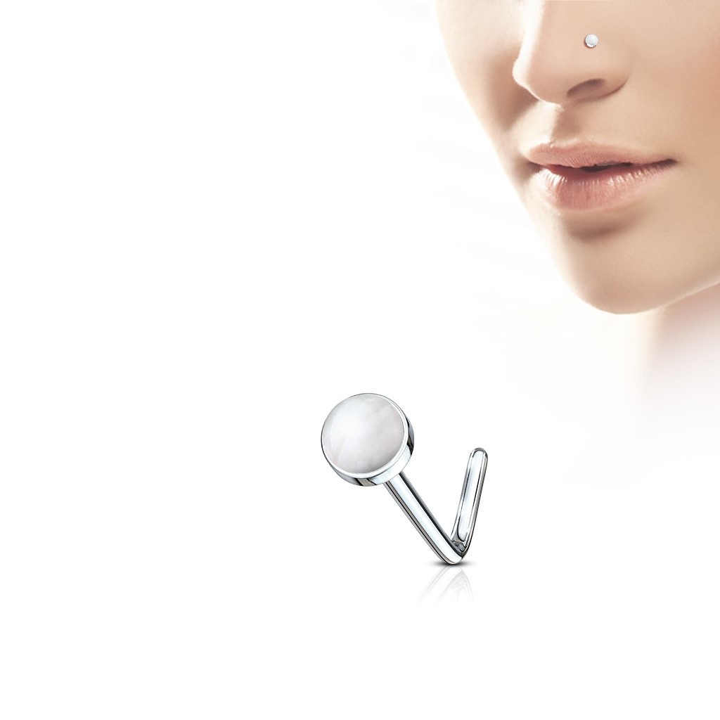 L-Form Nasenstecker mit Halbedelstein