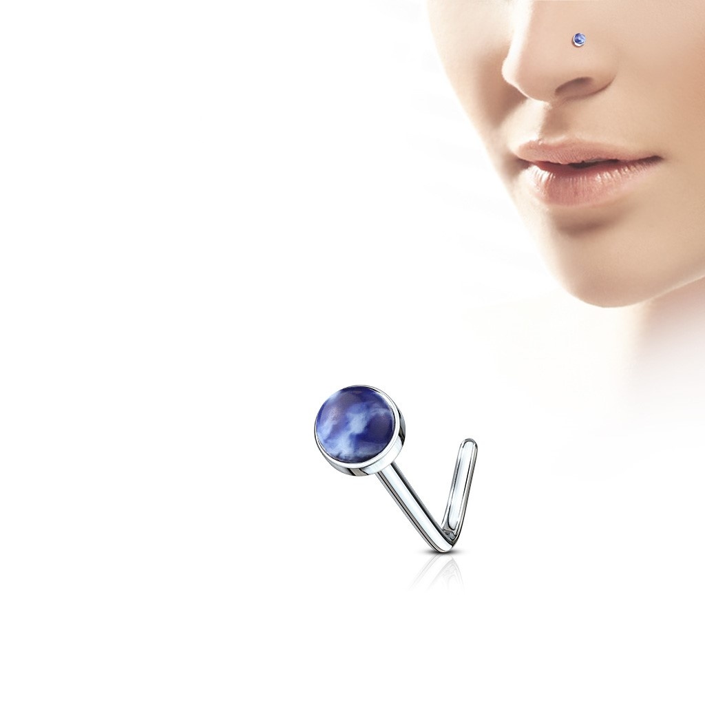 L-Form Nasenstecker mit Halbedelstein