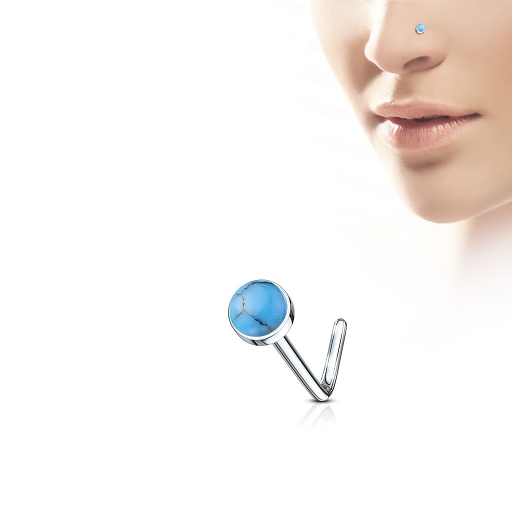L-Form Nasenstecker mit Halbedelstein