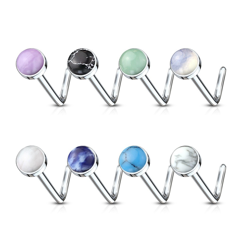 L-Form Nasenstecker mit Halbedelstein