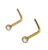 L-Form Nasenstecker Gold mit Kristall