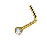 L-Form Nasenstecker Gold mit Kristall
