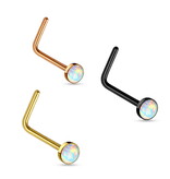L-Form Nasenstecker mit Opal
