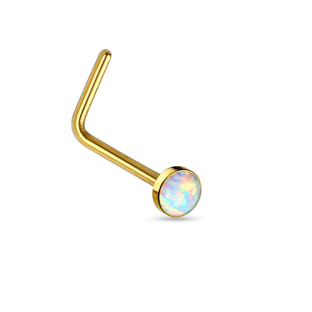 L-Form Nasenstecker mit Opal