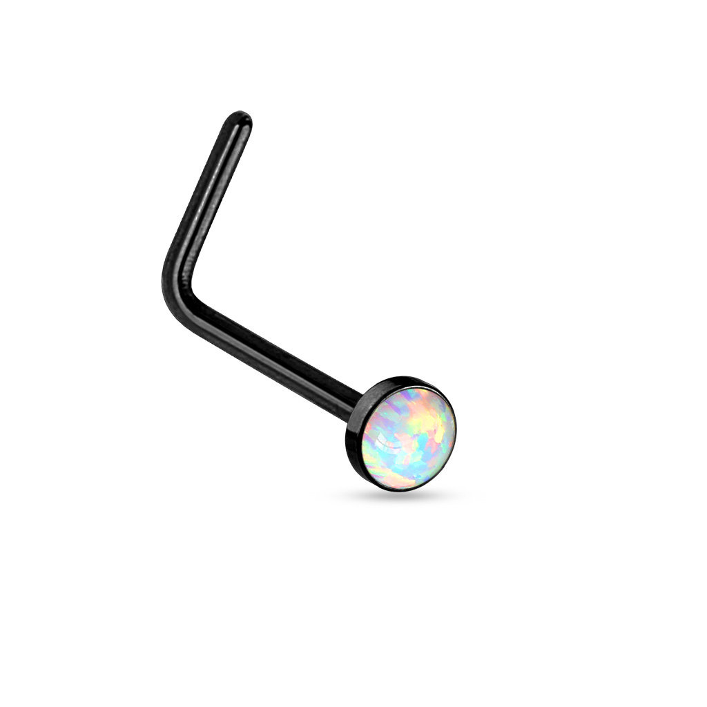 L-Form Nasenstecker mit Opal