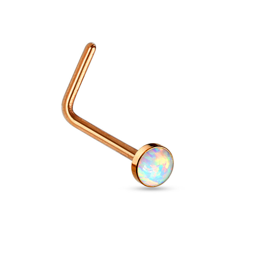L-Form Nasenstecker mit Opal