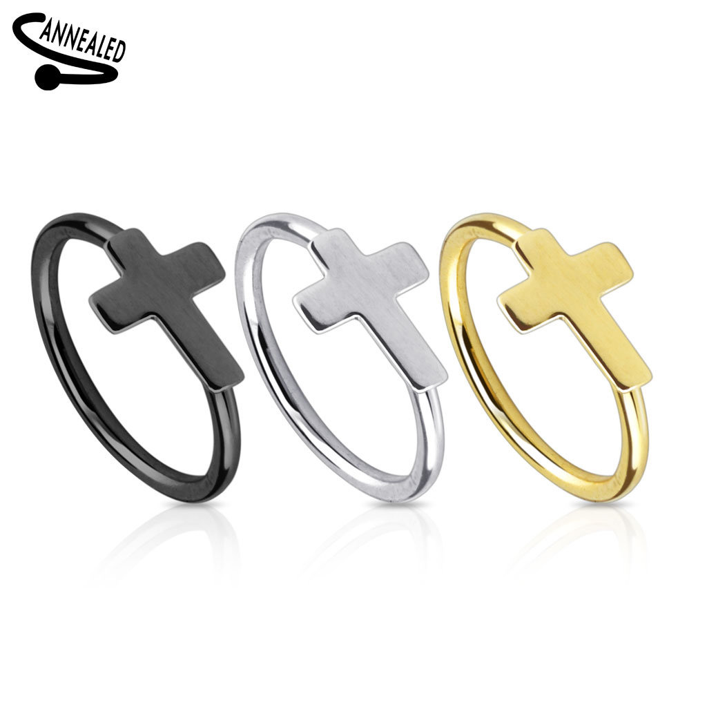 8 mm Nasenring mit Kreuz