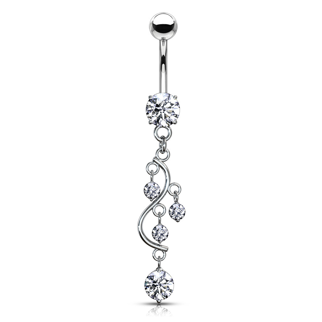Bauchnabelpiercing mit Kristall-Zirkonia-Anhänger