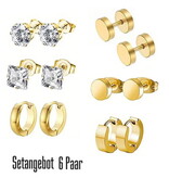 Ohrring Set Gold – 6 Paar Edelstahl