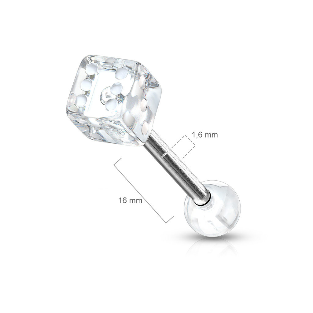 Zungenpiercing Würfel - 4 Farben