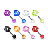 Zungenpiercing Würfel - 4 Farben