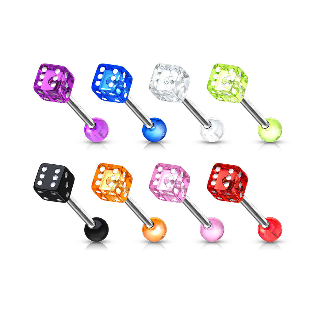 Zungenpiercing Würfel - 4 Farben