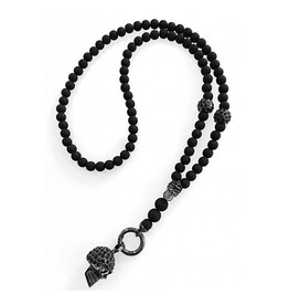 Schwarze Halskette Totenkopf - 70 cm